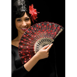 Vějíř červený látkový